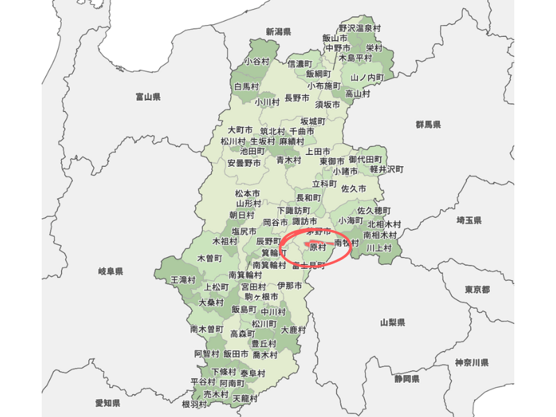 原村の位置が分かる地図