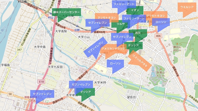 店舗位置が分かる地図