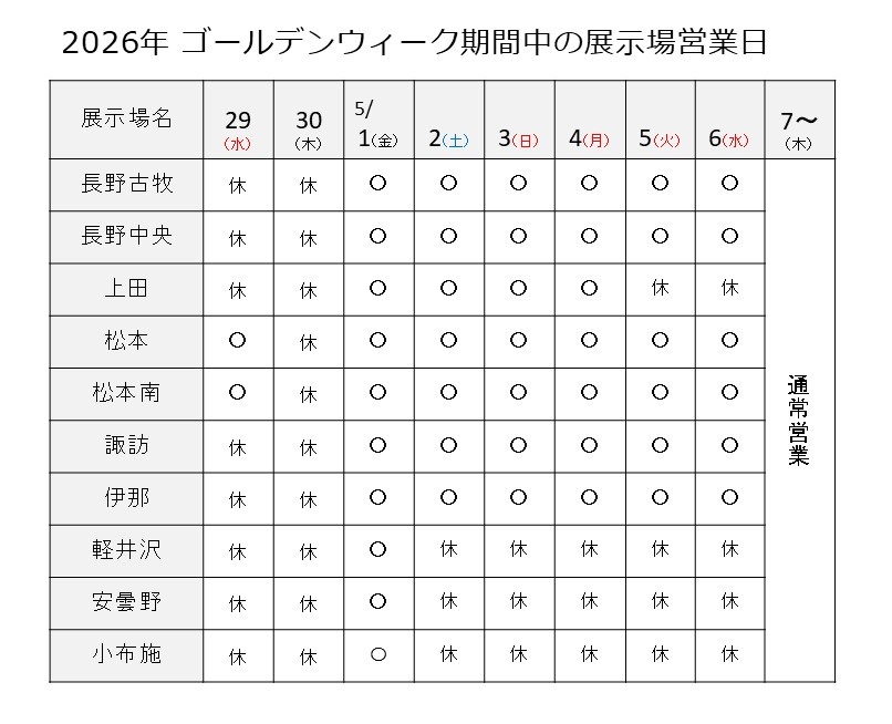 GW展示場営業日